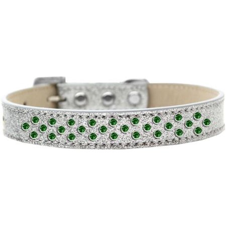 UNCONDITIONAL LOVE Sprinkles Ice Cream Emerald Green Crystals Dog Collar, Silver - Size 18 UN2435410